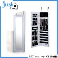 Justhow Jewelry Cabinet Wall Hanging Mirrored Jewelry Armoire