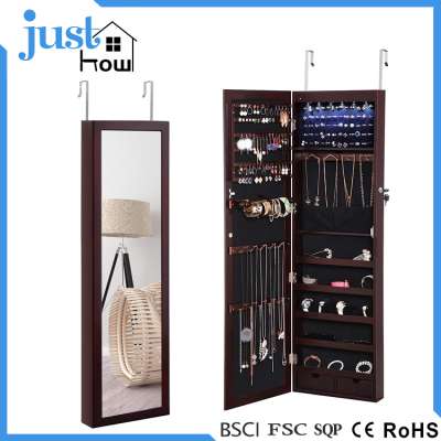 Chinese Hot Sale MDF White Hanging Wall Organizer Jewelry Armoire With Mirror Printing